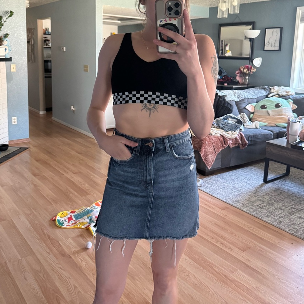 Dark wash denim skirt